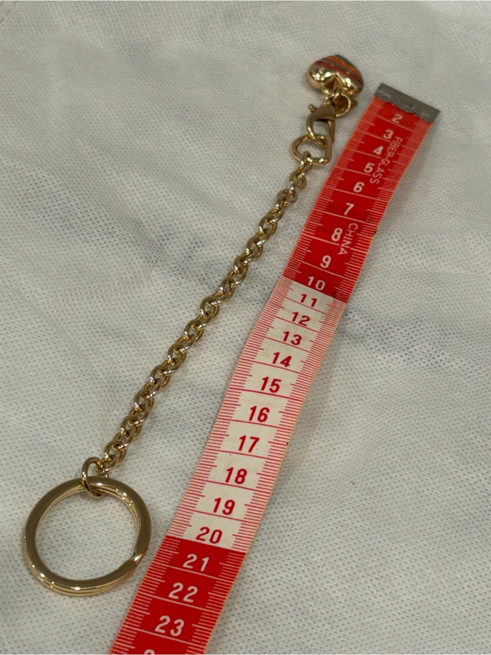 Coach Gold-Tone Chain Keyring with Heart Charm and Rainbow Enamel - Picture 5 of 7
